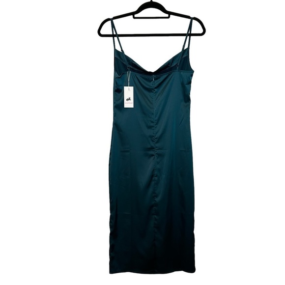 Slip Dress XXXITICAT Teal Green Slipdress Midi Length Adj Straps Draped Neckline - Picture 3 of 10